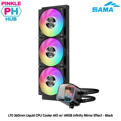 Sama L70 360mm AIO ARGB Liquid CPU Cooler with Infinity Mirror Effect - Black | White