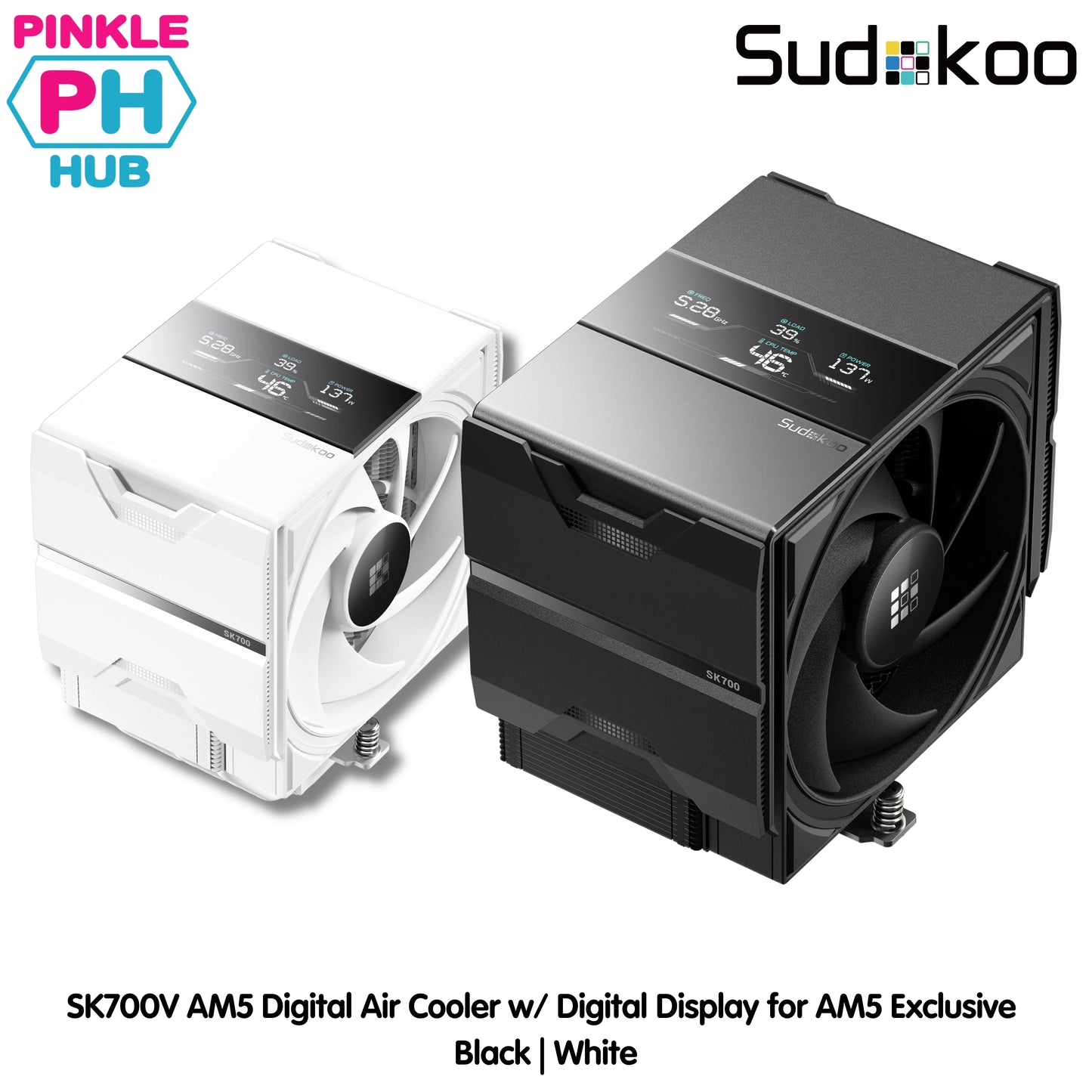 SUDOKOO SK700V AM5 Digital Air Cooler with Digital Display for AM5 Exclusive - Black | White