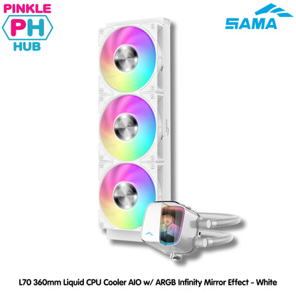 Sama L70 360mm AIO ARGB Liquid CPU Cooler with Infinity Mirror Effect - Black | White