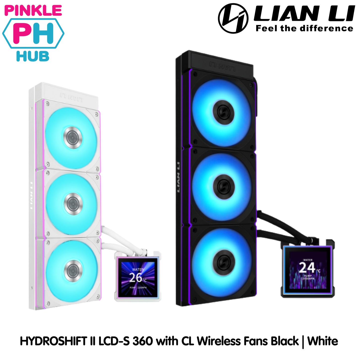 LIAN-LI HYDROSHIFT II LCD-S 360 with CL wireless fans Black | White