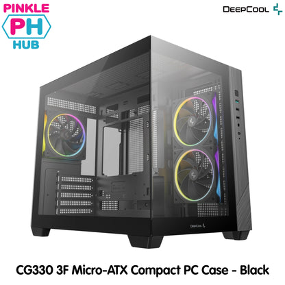 DEEPCOOL CG330 3F Micro-ATX Compact PC Case - Black