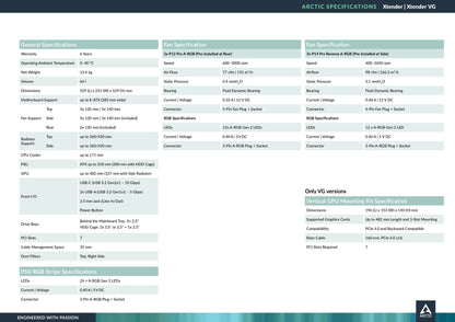 ARCTIC Xtender Premium E-ATX PC Case - (Black Tinted Window) with GPU Vertical Mount