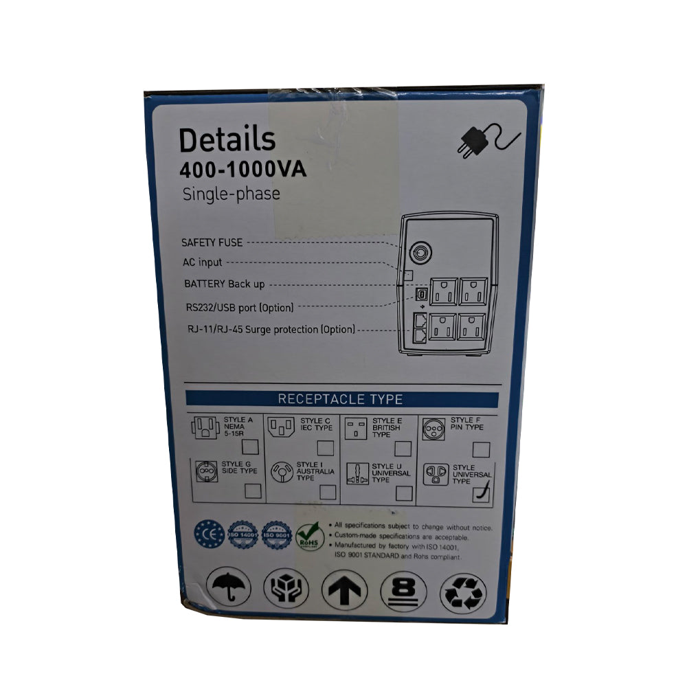 AWP 1KVA ECO, 600W, Line Interactive, 4xUS Sockets, LED Indicator, Desk Type