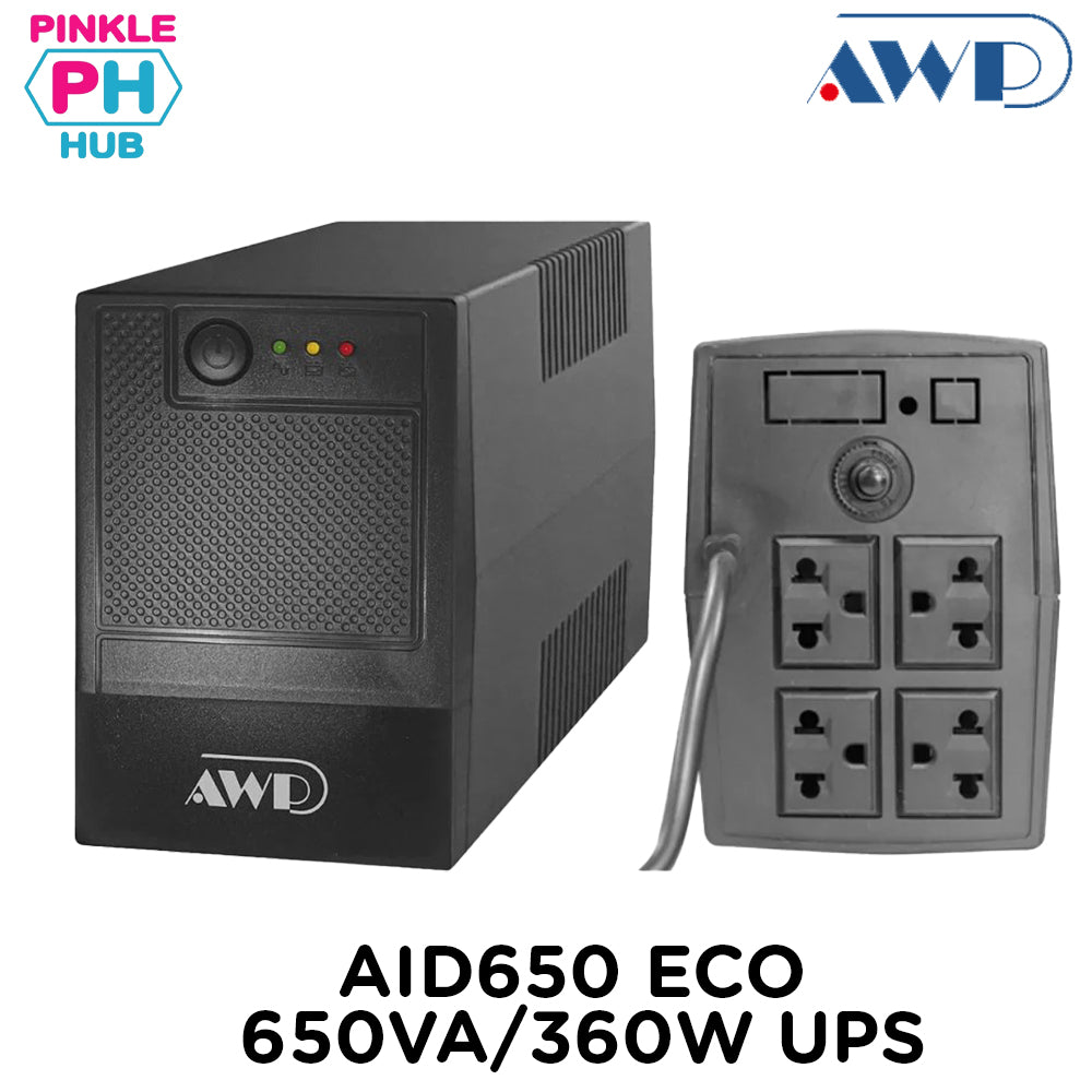 AWP AID650 ECO UPS 650VA/360W with 4 outlets and indicator lights