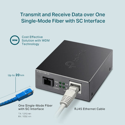 Tp-Link TL-FC111PB-20 I 10/100Mbps WDM Media Converter with 1-Port PoE