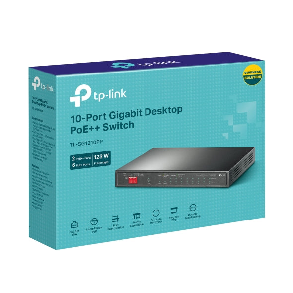 Tp-Link TL-SG1210PP I 10-Port Gigabit Desktop Switch with 6-Port PoE+ and 2-Port PoE++