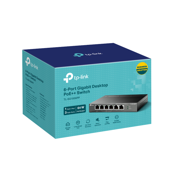 Tp-Link TL-SG1006PP I 6-Port Gigabit Desktop Switch with 3-Port PoE+ and 1-Port PoE++