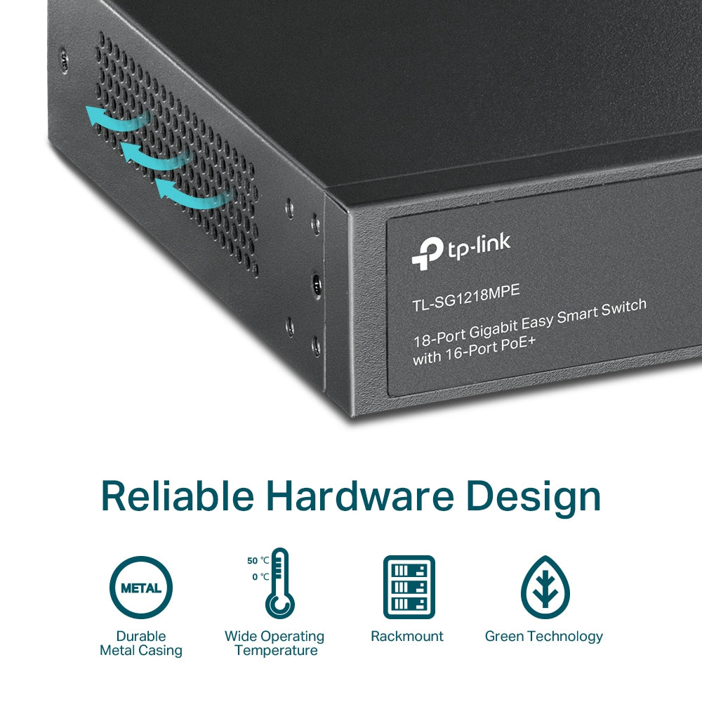 Tp-Link TL-SG1218MPE I 18-Port Gigabit Easy Smart Switch with 16-Port PoE+