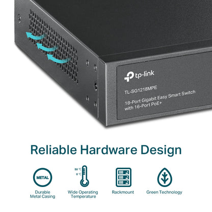 Tp-Link TL-SG1218MPE I 18-Port Gigabit Easy Smart Switch with 16-Port PoE+