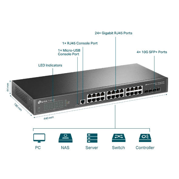 Tp-Link TL-SG3428X I JetStream 24-Port Gigabit L2+ Managed Switch with 4 10GE SFP+ Slots