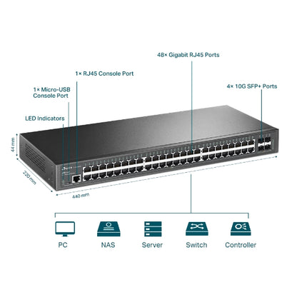 Tp-Link TL-SG3452X I JetStream 48-Port Gigabit L2+ Managed Switch with 4 10GE SFP+ Slots