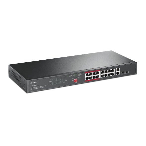 Tp-Link TL-SL1218P I 16-Port 10/100 Mbps + 2-Port Gigabit Rackmount Switch with 16-Port PoE+