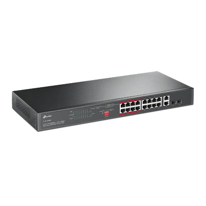 Tp-Link TL-SL1218P I 16-Port 10/100 Mbps + 2-Port Gigabit Rackmount Switch with 16-Port PoE+