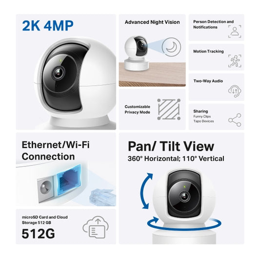 Tp-Link Tapo C222 I Pan/Tilt AI Home Security Wi-Fi Camera