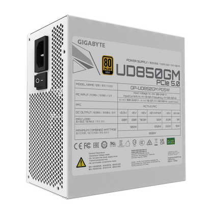 GIGABYTE 850W UD850GM PG5W Power Supply, White (GP-UD850GM-PG5W)