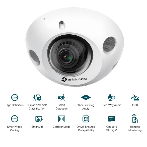 Tp-Link VIGI C230I Mini(2.8mm) I 3MP IR Mini Dome Network Camera