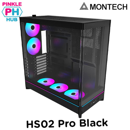 Montech  HS02 Pro ATX Mid-Tower Front Panoramic curved glass Black/White Case