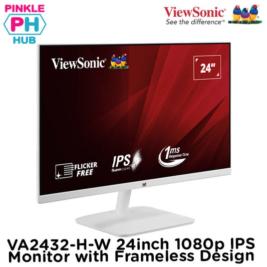 ViewSonic 24inch 1080p IPS Monitor with Frameless Design VA2432-H-W (White)