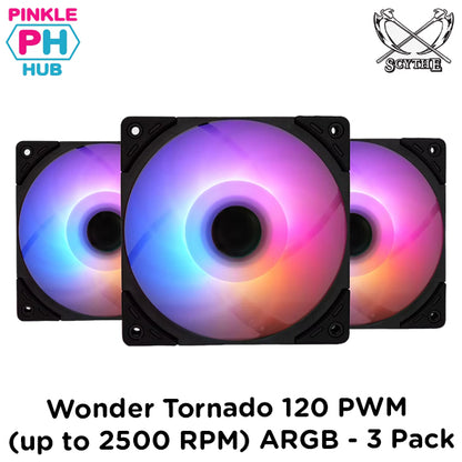 Scythe Wonder Tornado 120 PWM (up to 2500 RPM) ARGB - 3 Pack - Black