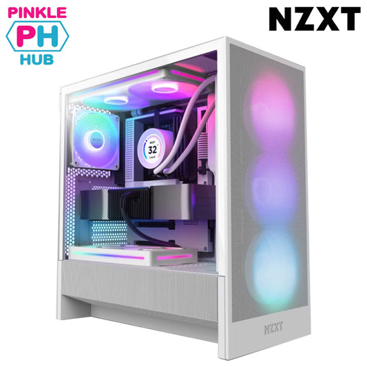 NZXT H5 Flow RGB White Compact ATX Mid-Tower Airflow Case with RGB Fans (2024 Edition)