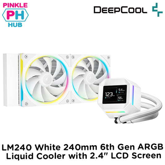 Deepcool LM240 White 240mm 6th Gen ARGB Liquid Cooler with 2.4" LCD Screen