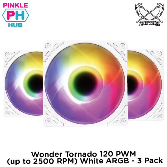 Scythe Wonder Tornado 120 PWM (up to 2500 RPM) White ARGB - 3 Pack