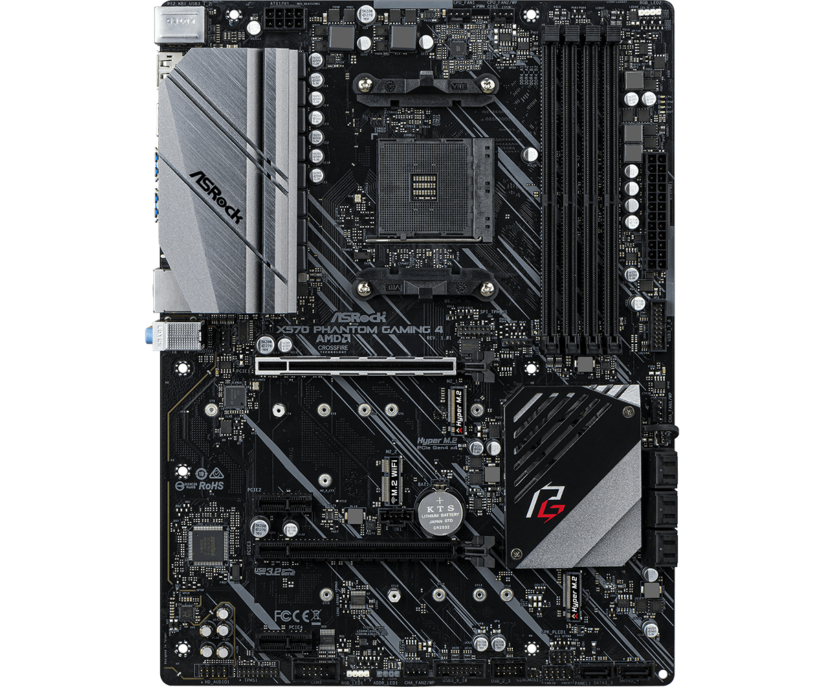 ASRock X570 Phantom Gaming 4 Supports DDR4 4066+ (OC) 2 PCIe 4.0 x16, 2 PCIe 4.0 x1, 1 M.2