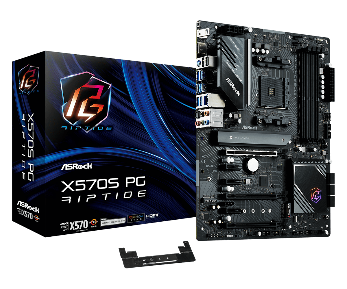 ASRock X570S PG Riptide Supports DDR4 5000+ (OC), 3 PCIe 4.0 x16 Slots, 3 PCIe 4.0 x1 Slots