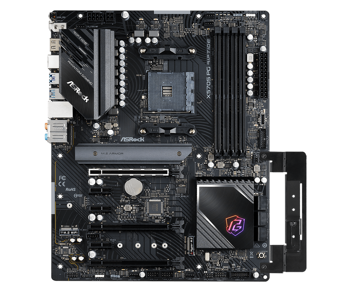 ASRock X570S PG Riptide Supports DDR4 5000+ (OC), 3 PCIe 4.0 x16 Slots, 3 PCIe 4.0 x1 Slots