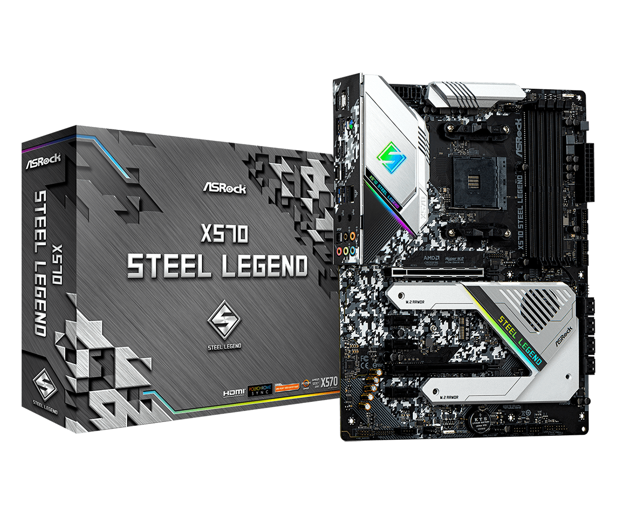 ASRock X570 Steel Legend Supports AMD AM4 Socket Ryzen™ 2000, 3000, 4000 G-Series, 5000 and 5000 G-Series Desktop