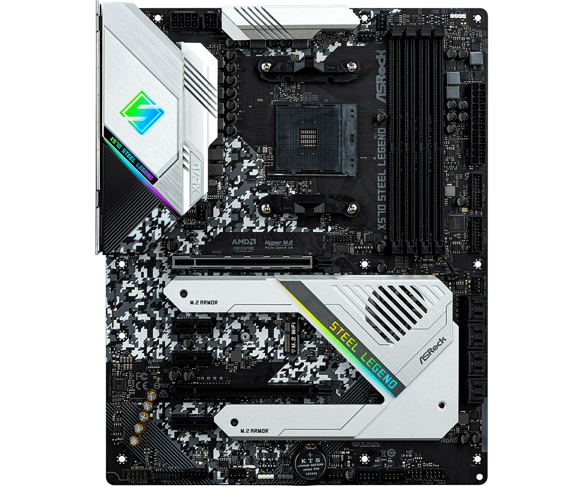 ASRock X570 Steel Legend Supports AMD AM4 Socket Ryzen™ 2000, 3000, 4000 G-Series, 5000 and 5000 G-Series Desktop