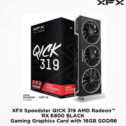 XFX Speedster QICK 319 AMD Radeon™ RX 6800 BLACK Gaming Graphics Card with 16GB GDDR6, AMD RDNA™ 2