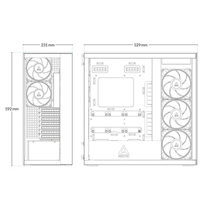 ARCTIC Xtender Premium E-ATX PC Case - (Mirror Black Tinted Window) with GPU Vertical Mount