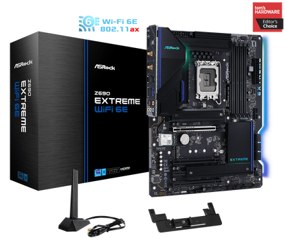 ASRock Z690 Extreme WiFi 6E Supports 13th Gen & 12th Gen and next gen Intel® Core™ Processors (LGA1700) plus 802.11ax (WiFi 6E) + Bluetooth 5.3