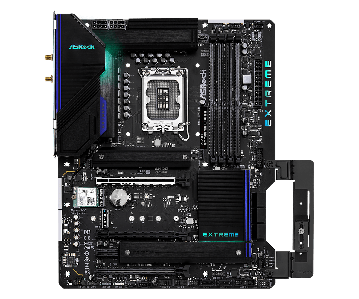 ASRock Z690 Extreme WiFi 6E Supports 13th Gen & 12th Gen and next gen Intel® Core™ Processors (LGA1700) plus 802.11ax (WiFi 6E) + Bluetooth 5.3