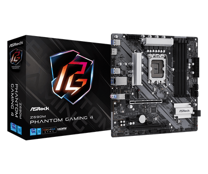 ASRock Z690M Phantom Gaming 4  Supports 13th Gen & 12th Gen and next gen Intel® Core™ Processors (LGA1700), Supports DDR4 4800MHz (OC)