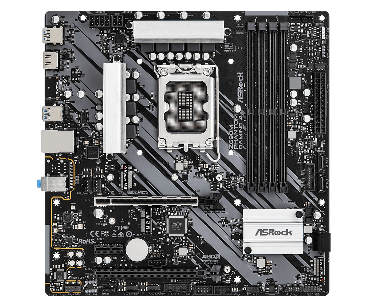 ASRock Z690M Phantom Gaming 4  Supports 13th Gen & 12th Gen and next gen Intel® Core™ Processors (LGA1700), Supports DDR4 4800MHz (OC)