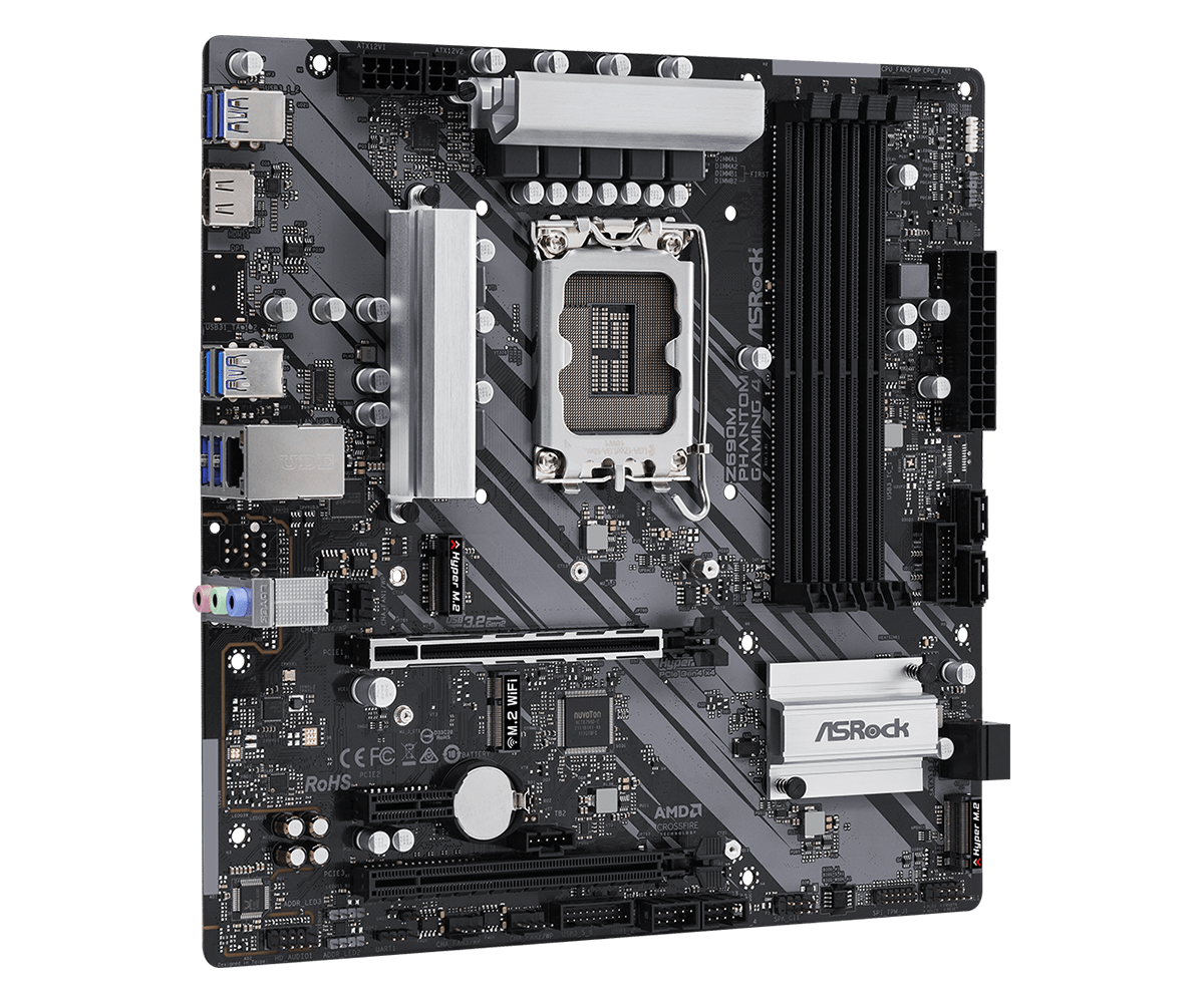 ASRock Z690M Phantom Gaming 4  Supports 13th Gen & 12th Gen and next gen Intel® Core™ Processors (LGA1700), Supports DDR4 4800MHz (OC)