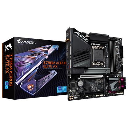 GIGABYTE Z790M AORUS ELITE AX (rev. 1.0) rev. 1.2 rev. 1.1 (GA-Z790M-AORUS-ELITE-AX) Intel® Z790 Chipset LGA1700 socket: Support for the 13th and 12th Generation Intel® Core™, Pentium® Gold and Celeron® Processors