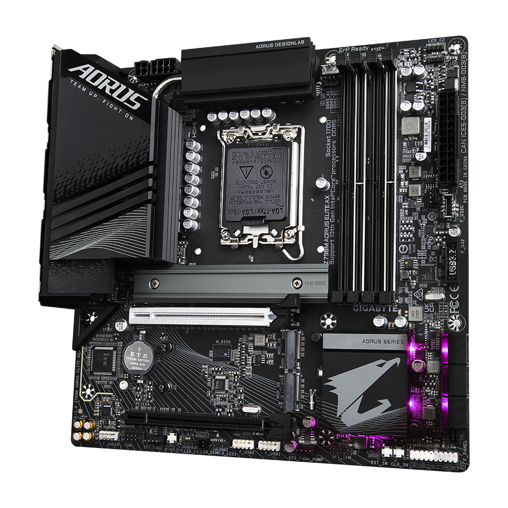 GIGABYTE Z790M AORUS ELITE AX (rev. 1.0) rev. 1.2 rev. 1.1 (GA-Z790M-AORUS-ELITE-AX) Intel® Z790 Chipset LGA1700 socket: Support for the 13th and 12th Generation Intel® Core™, Pentium® Gold and Celeron® Processors