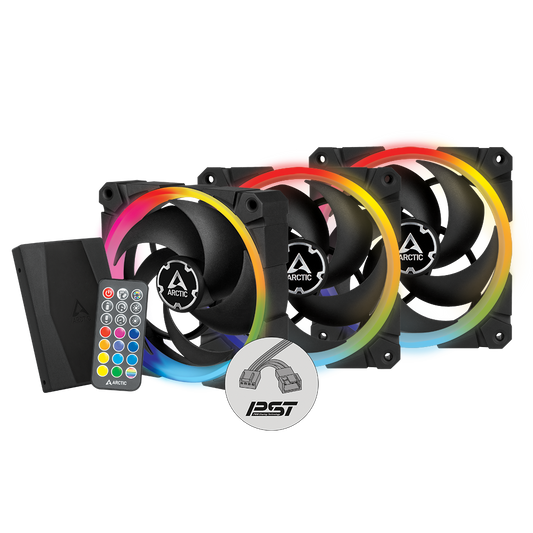 Arctic BioniX P120 A-RGB Pressure-Optimised 120 mm Fan with A-RGB (3 Fans + Controller Bundle)  (ACFAN00156A)