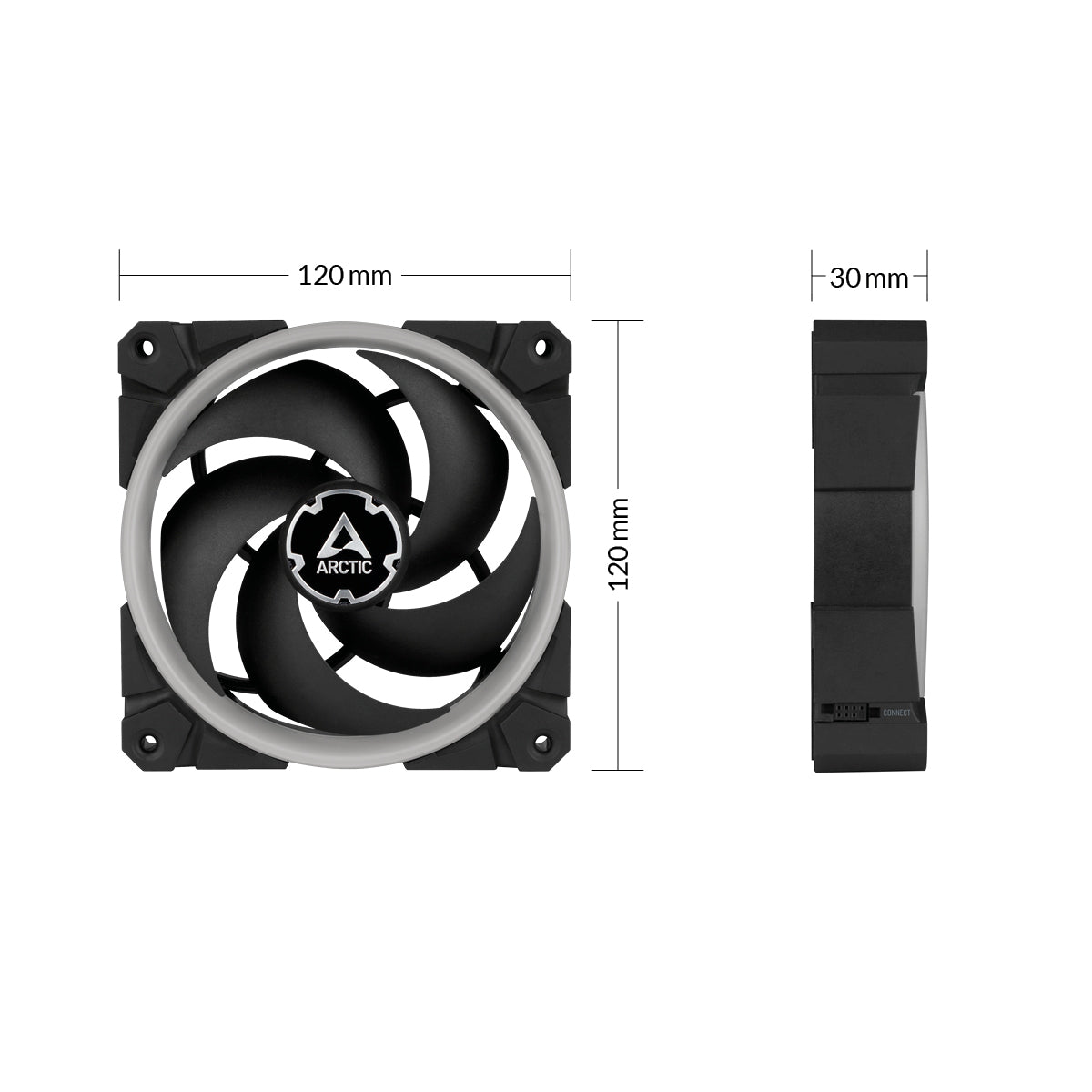 Arctic BioniX P120 A-RGB Pressure-Optimised 120 mm Fan with A-RGB (3 Fans + Controller Bundle)  (ACFAN00156A)