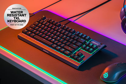 Steel Series APEX 3 TKL Water Resistant Quiet Tenkeyless Keyboard with RGB Lighting (64831)