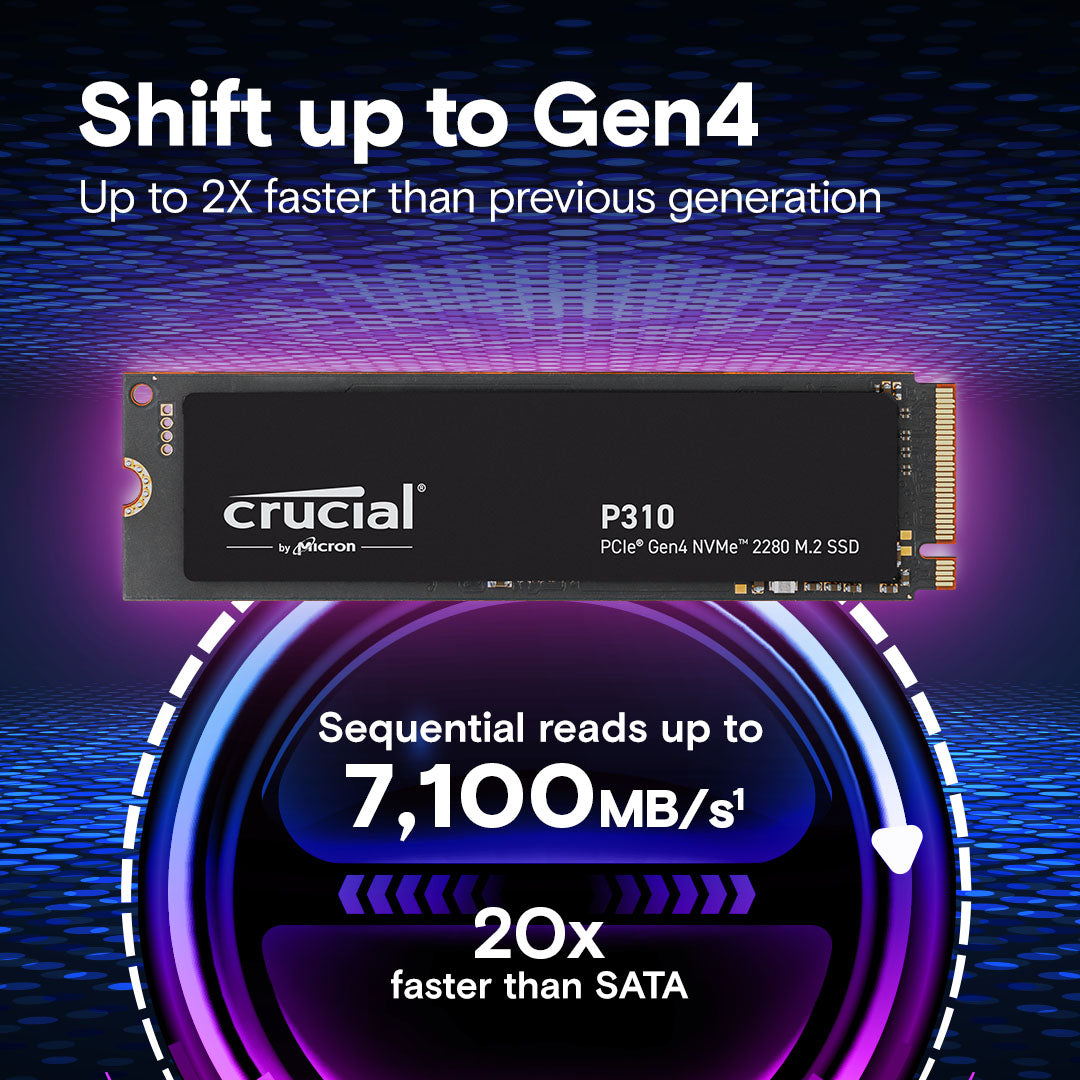 CRUCIAL P310 500GB PCIe Gen4 NVMe 2280 M.2 SSD