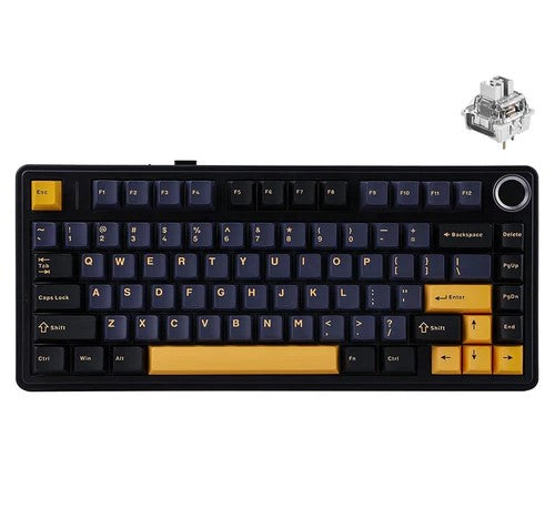 AULA F75 RGB Hot-Swap Mechanical Gaming Keyboard (Gray Wood Switch) (Black/Dark Blue/Orange, Blue/White/Dark Blue)