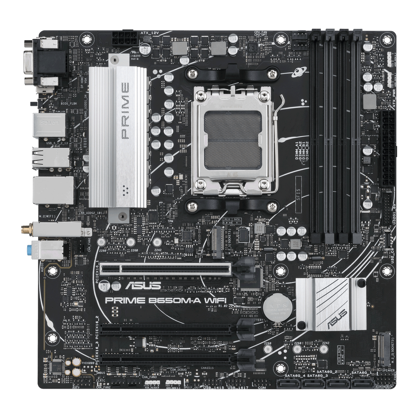 ASUS PRIME B650M-A WIFI,AMD AM5 Socket: Ready for AMD Ryzen™ 7000 Series Desktop Processors,,Wi-Fi 6, M.2 PCIe 5.0, Realtek 2.5Gb Ethernet, USB 3.2 Gen 2 ports, front USB 3.2 Gen 1 Type-C