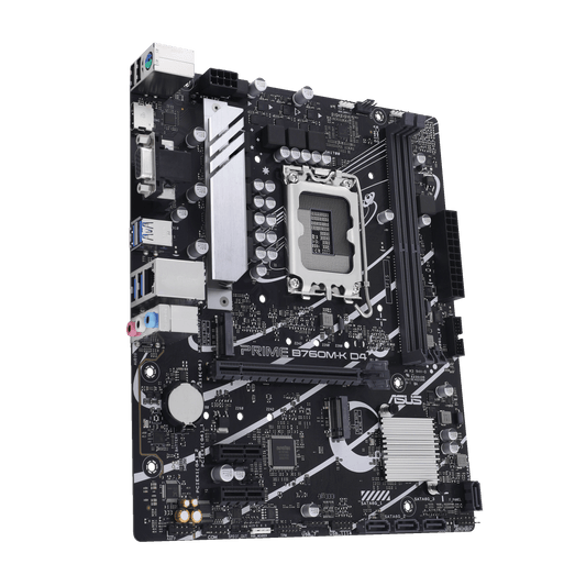 ASUS B760M-K D4,Intel® B760 LGA 1700 mATX motherboard with PCIe 4.0, two PCIe 4.0 M.2 slots, DDR4