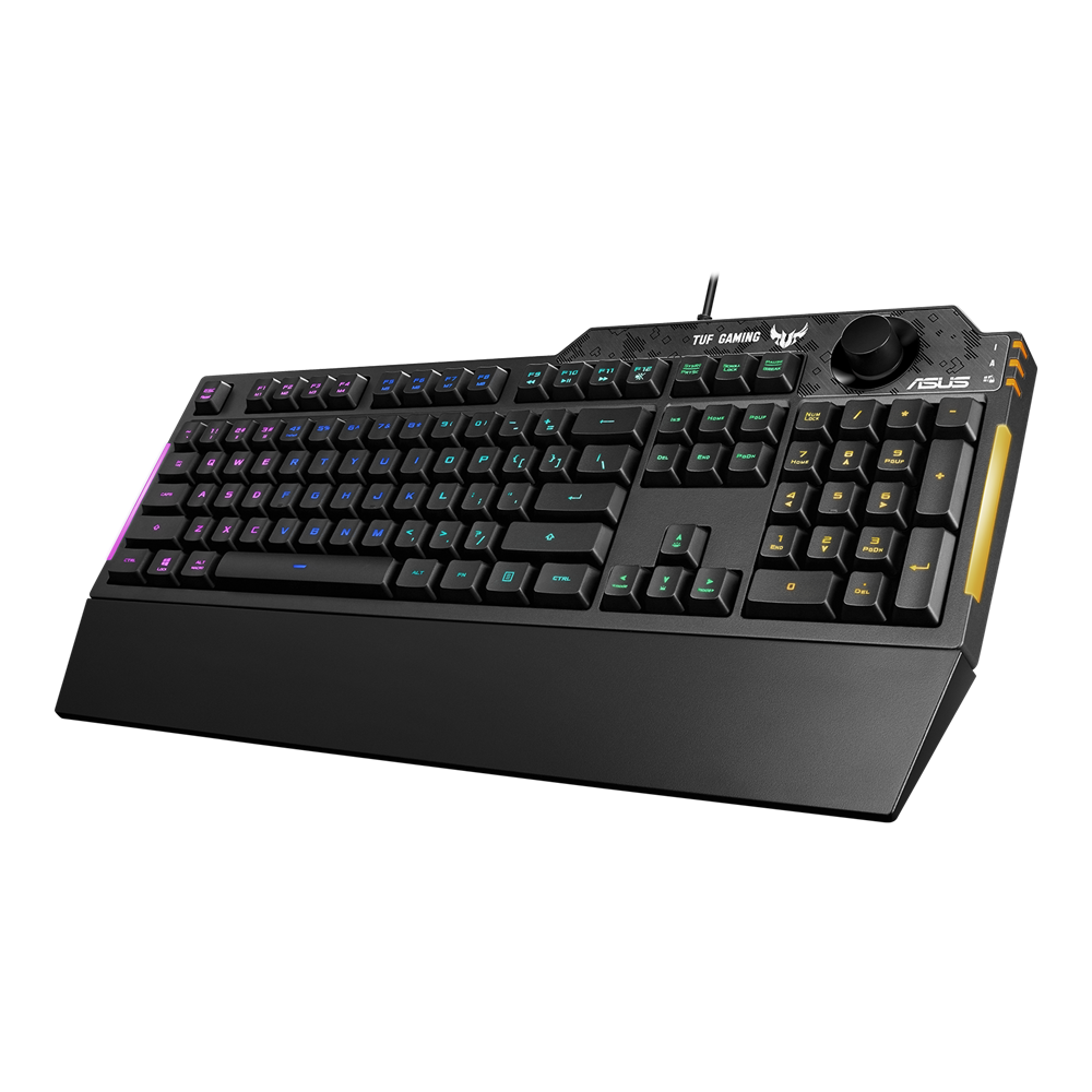 ASUS TUF Gaming K1 RGB keyboard with dedicated volume knob, spill-resistance, side light bar and Armoury Crate