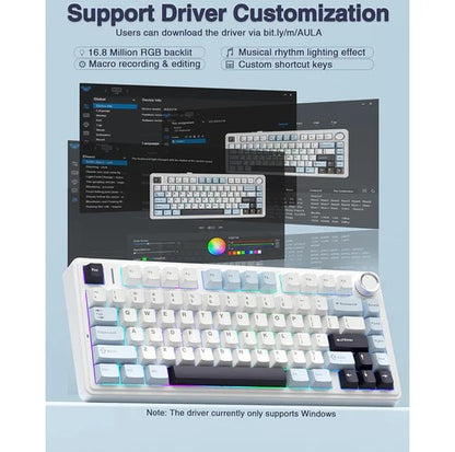 Aula F75 RGB Gasket Structure Hot-Swap Mechanical Gaming Keyboard Reaper Switch (Blue+White+Purple)