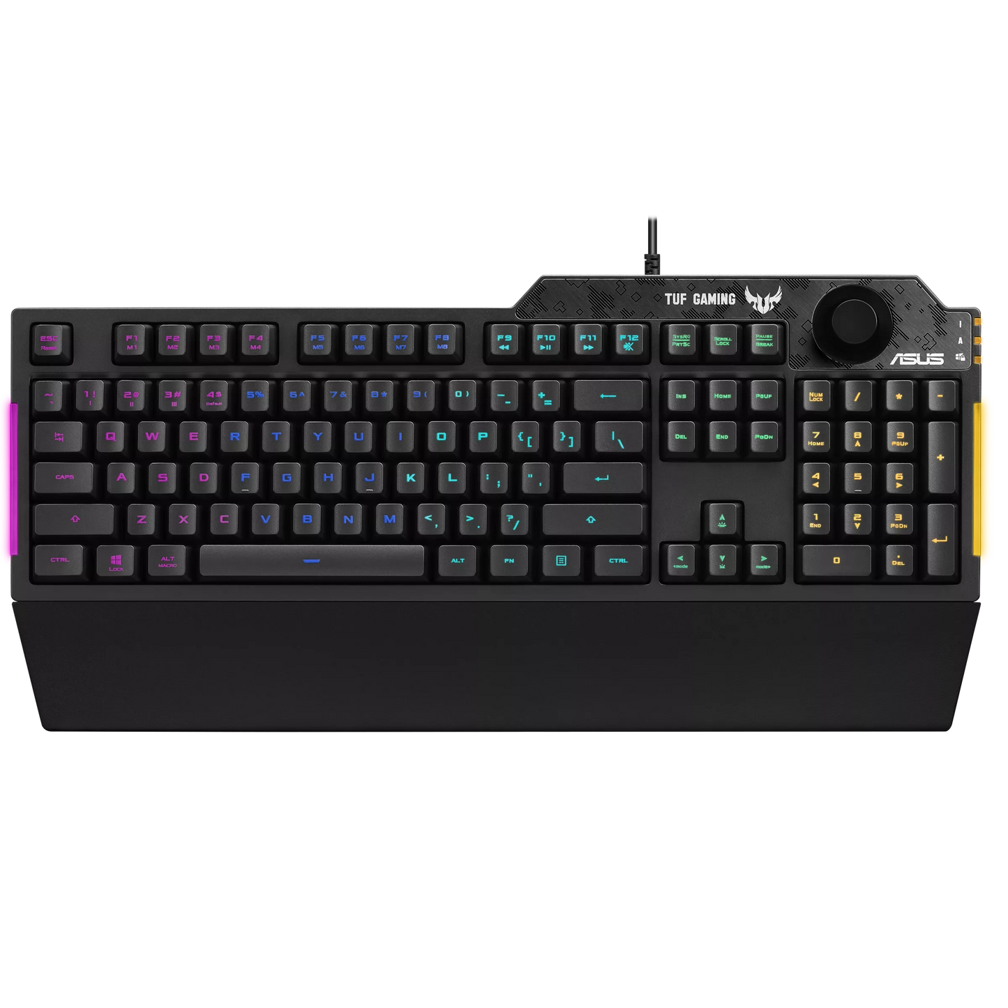 ASUS TUF Gaming K1 RGB keyboard with dedicated volume knob, spill-resistance, side light bar and Armoury Crate